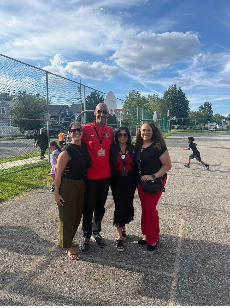 School and district leaders gathered at Grover Cleveland Elementary School's community welcome for its new principal.