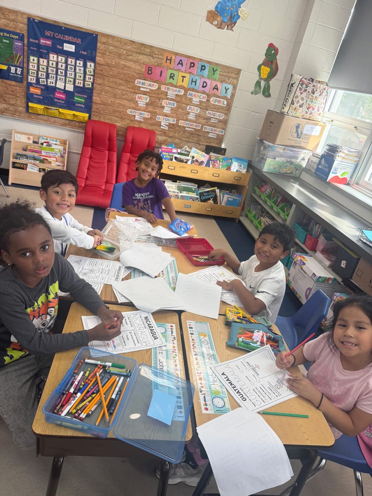 Roosevelt Elementary School first graders explore Hispanic heritage through classroom activities and “passport books.”